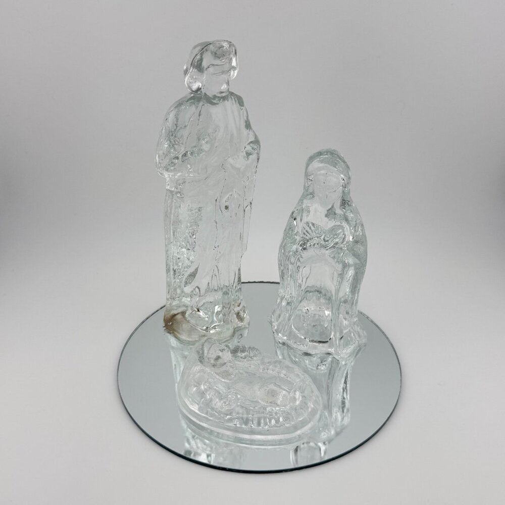 Vintage Pacific Rim Glass Nativity 4 piece set Christmas
